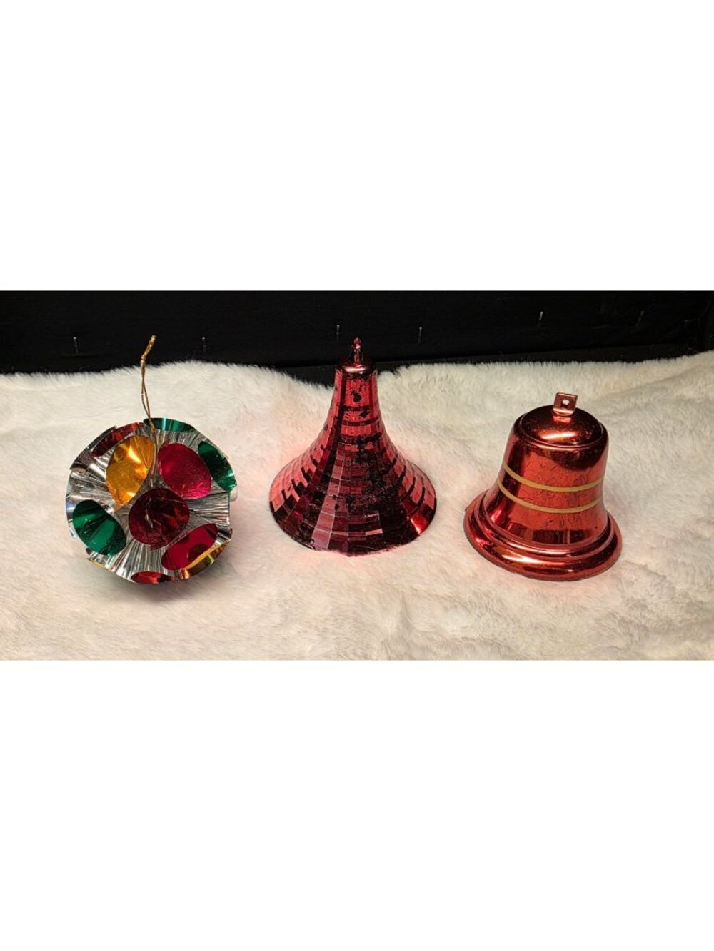 Vintage MCM Retro Red Metallic Lot of Christmas Ornaments